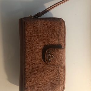 Coach brown Lester wristlet wallet.